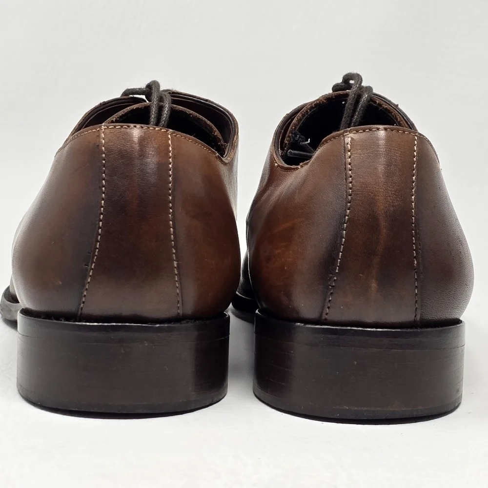 Marco Vittorio Plain-Toe Dress Shoe Men Sz 7.5 Brown Lace Made In Italy Preowned